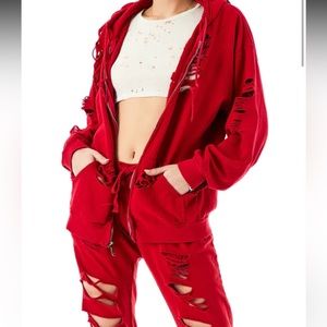 Ripped Red Zipup